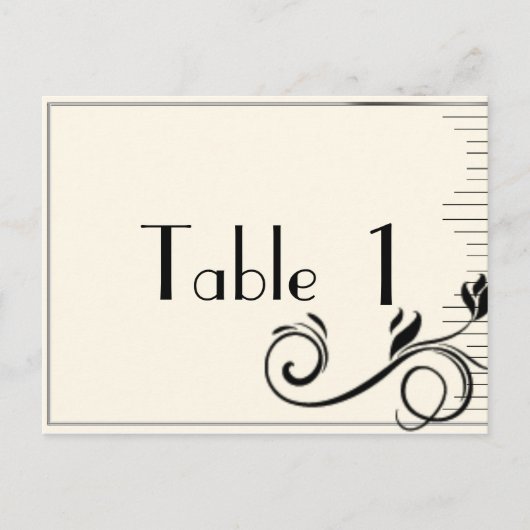 Französische Deko Rose Black Cream Wedding Tischnu Postkarte (Vorderseite)