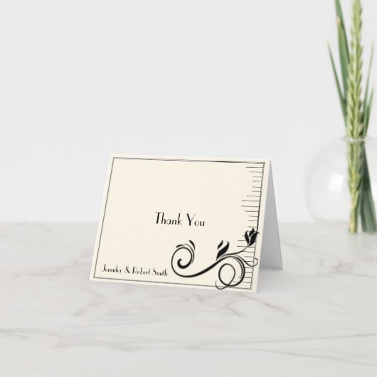 Französische Deko Rose Black Cream Wedding Vielen Dankeskarte (Vorderseite)