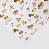 Französische Desserts in Aquarellfarben mit Kaffee Seidenpapier (Ausschnitt)