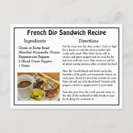 Französische Dip Sandwich-Rezept-Karte Postkarte