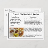 Französische Dip Sandwich-Rezept-Karte Postkarte (Vorne/Hinten)