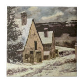 Französische Dorfstraße im Winter (Gustave Courbet Fliese (Vorderseite)