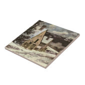 Französische Dorfstraße im Winter (Gustave Courbet Fliese (Seite)