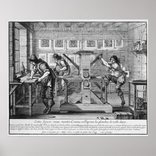 Französische Druckerpresse, 1642 Poster (Vorne)
