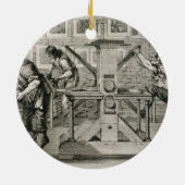 Französische Druckmaschine, 1642 (Stich) Keramik Ornament (Hinten)
