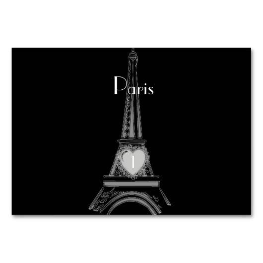 Französische eiffel Tower Paris Table Card Tischnummer (Vorderseite)