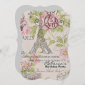 Französische eiffurmturmparis Geburtstagsparty Einladung (Vorne/Hinten)