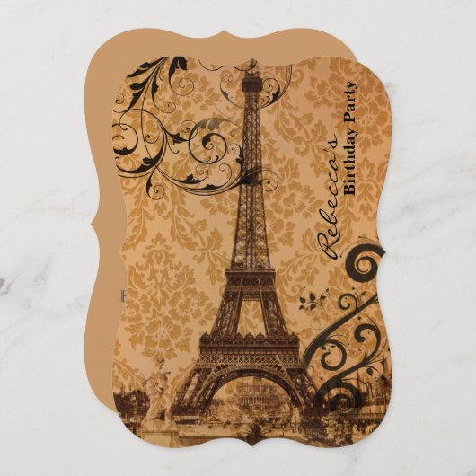 Französische eiffurmturmparis Geburtstagsparty Einladung (Vorne/Hinten)