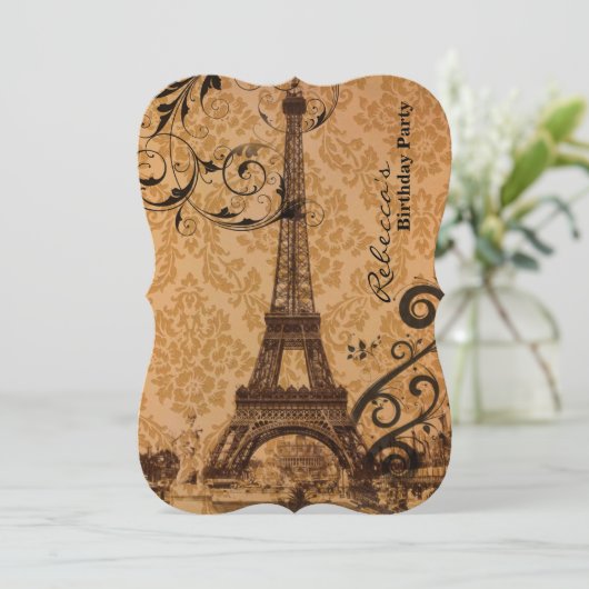 Französische eiffurmturmparis Geburtstagsparty Einladung (Stehend Vorderseite)