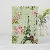 Französische eiffurmturmparis Geburtstagsparty Einladung (Stehend Vorderseite)
