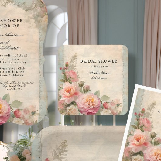 Französische Elegante Brautparty Tea Vintag Rechteckiger Pappuntersetzer