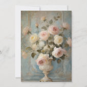 Französische Elegante Vintage Rose Bouquet Gold Einladung (Rückseite)