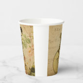 Französische Ephemera Frog Riding Bicycle Rose Pappbecher (Links)