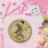 Französische Ephemera Frog Riding Bicycle Rose Pappteller (Party)