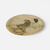 Französische Ephemera Frog Riding Bicycle Rose Pappteller (Schrägansicht)