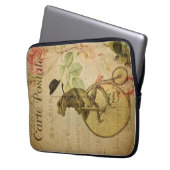 Französische Ephemera Postcard Frog Riding Bicycle Laptopschutzhülle (Vorderseite Links)