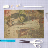 Französische Ephemera Romantic Couple Floral Decou Seidenpapier (Handwerk)