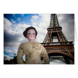 Französische Fashion Doll w Eiffel Tower Card