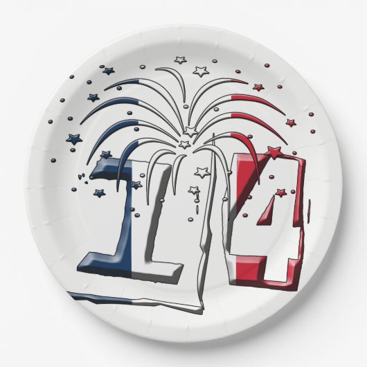 Französische Flagge 14 Juli Quatorze Juillet Basti Pappteller (Vorderseite)