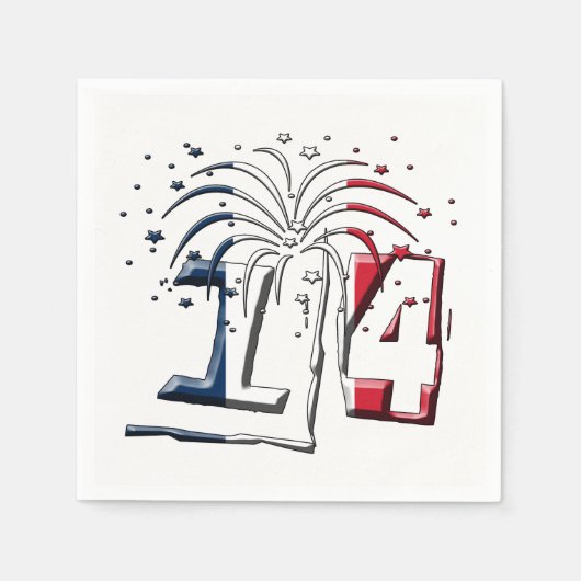 Französische Flagge 14 Juli Quatorze Juillet Basti Serviette (Vorderseite)