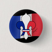 Französische Flagge & Bonjour Frankreich, Lily Mod Button (Vorderseite)