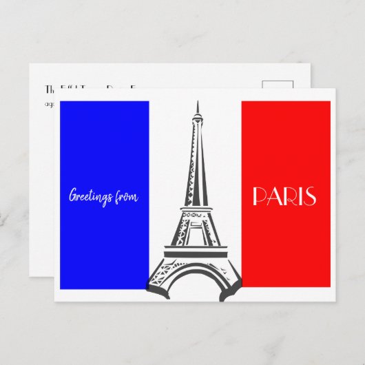 Französische Flagge des Paris Eiffel Tower Postkarte (Vorne/Hinten)