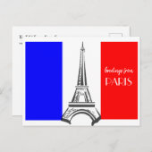 Französische Flagge des Paris Eiffel Tower Postkarte (Vorne/Hinten)