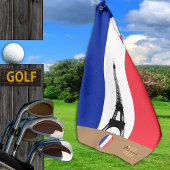 Französische Flagge & Eiffel, Frankreich mit Monog Golfhandtuch