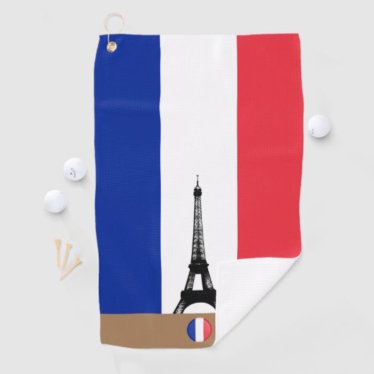 Französische Flagge & Eiffel, Frankreich mit Monog Golfhandtuch (Insitu)