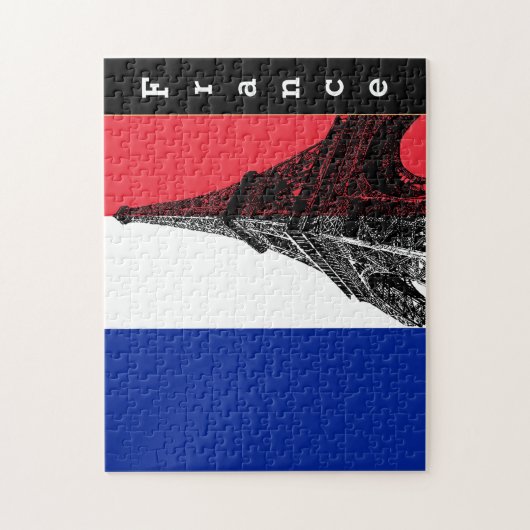 Französische Flagge & Eiffelturm - Frankreich Puzzle (Vertikal)
