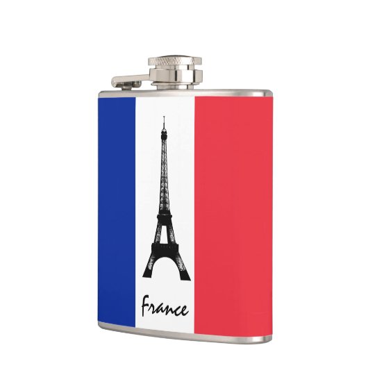 Französische Flagge & Eiffelturm - Frankreich / Sp Flachmann (Links)
