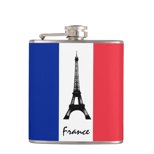 Französische Flagge & Eiffelturm - Frankreich / Sp Flachmann (Vorderseite)