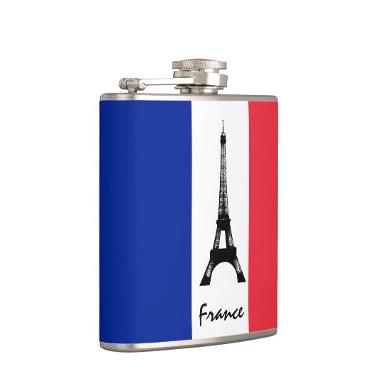 Französische Flagge & Eiffelturm - Frankreich / Sp Flachmann (Rechts)