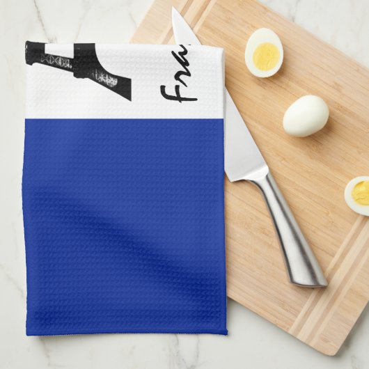 Französische Flagge & Eiffelturm - Frankreich / Sp Geschirrtuch (Viertel Falte)