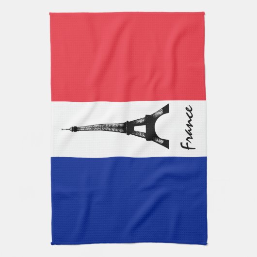 Französische Flagge & Eiffelturm - Frankreich / Sp Geschirrtuch (Vertikal)