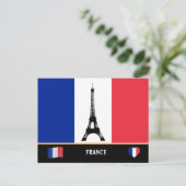Französische Flagge & Eiffelturm Paris / Frankreic Postkarte (Stehend Vorderseite)