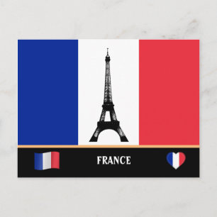 Französische Flagge & Eiffelturm Paris / Frankreic Postkarte