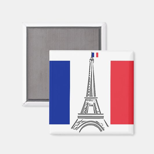 Französische Flagge Eiffelturm Paris Magnet (Vorderseite/Rückseite)