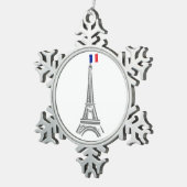 Französische Flagge Eiffelturm Paris Weihnachtssch Schneeflocken Zinn-Ornament (Rechts)