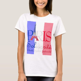 Französische Flagge Eiffelturm Solidarité Liberté T-Shirt