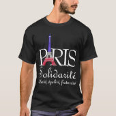 Französische Flagge Eiffelturm Solidarité Liberté T-Shirt (Vorderseite)