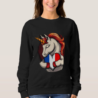 Französische Flagge Einhorn Französisch Roots Fran Sweatshirt
