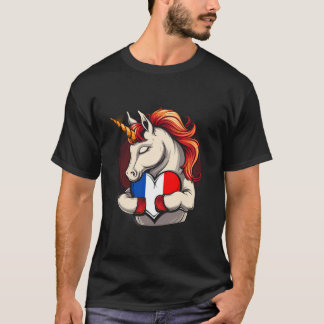 Französische Flagge Einhorn Französisch Roots Fran T-Shirt