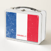 Französische Flagge erschüttert Look School Indivi Metall Brotdose (Vorderseite)