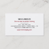 Französische Flagge, Französischsprachiger Tutor, Visitenkarte (Rückseite)