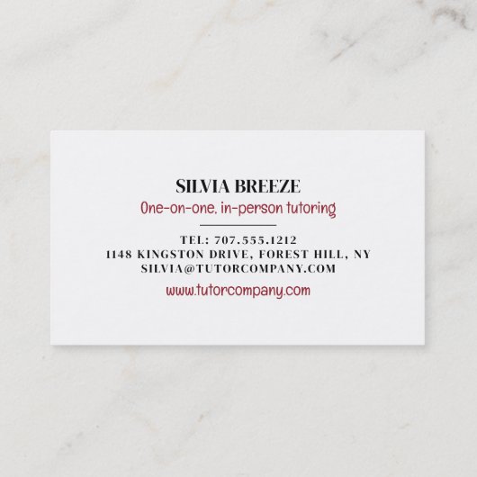 Französische Flagge, Französischsprachiger Tutor, Visitenkarte (Rückseite)