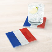 Französische Flagge Glasuntersetzer (Schrägansicht)