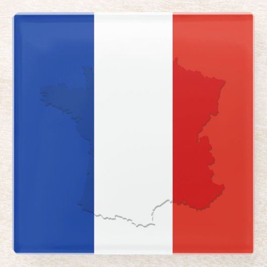 Französische Flagge Glasuntersetzer (Vorderseite)