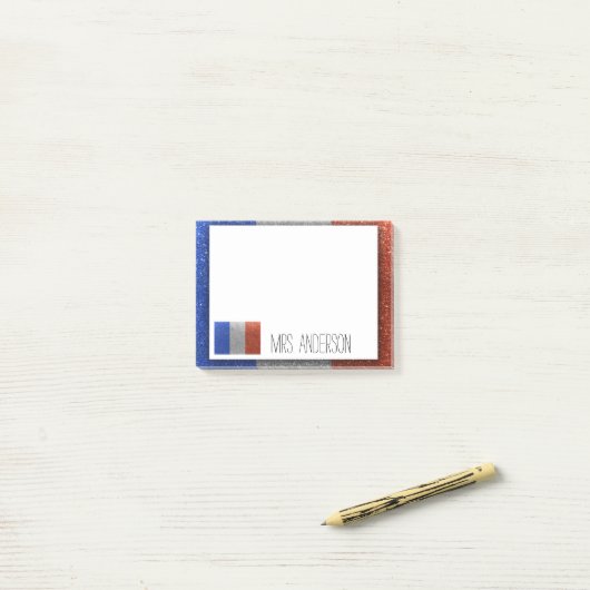 Französische Flagge Glitzer Lehrer Unterricht Post-it Klebezettel (Auf Schreibtisch)