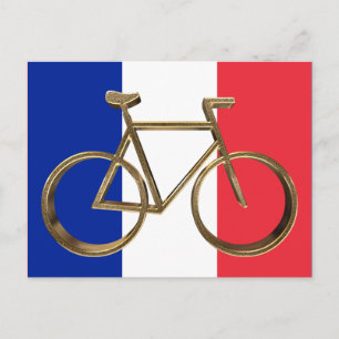 Französische Flagge Golden Bike Radfahrer Postkarte